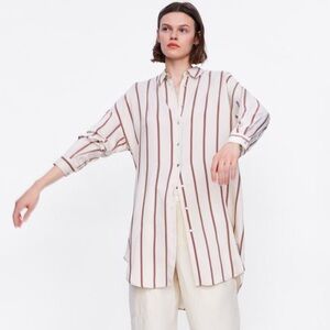 Zara long vertical stripe tunic shirt